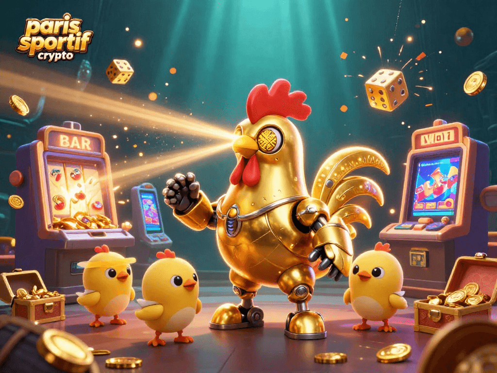 Parier sur paris sportif crypto avec une machine à sous 3D explosant en pièces d'or